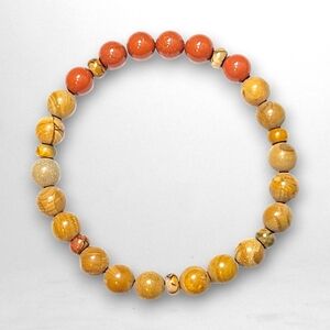 Mixed Jasper 8mm Gemstone Beaded 8 Inch Stretch Bracelet